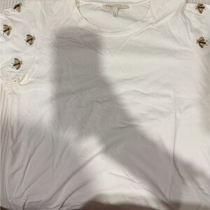 Maje white tshirt embroidered bees